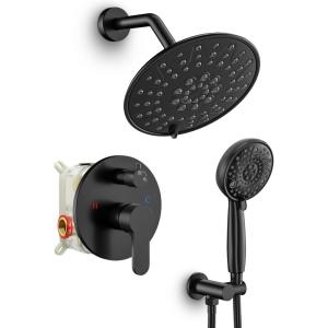 imageSR SUN RISE Shower Faucet  10 Inch Multifunctional High Pressure Shower Head System with Handheld Shower Head Fixtures  Valve Included  Matte BlackMatte Black