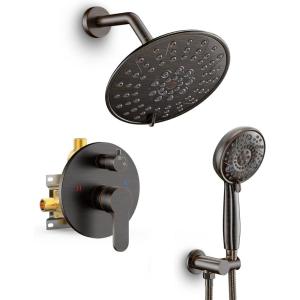 imageSR SUN RISE Shower Faucet  10 Inch Multifunctional High Pressure Shower Head System with Handheld Shower Head Fixtures  Valve Included  Matte BlackOil Rubbed Bronze