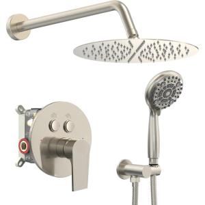 imageSR SUN RISE Shower System 12 inch Multifunction Shower Faucet Set 6 Setting High Pressure Handheld Rain Shower Head Kits Valve Included  Push Button DiverterStainless SteelOil Rubbed BronzeBrushed Nickel