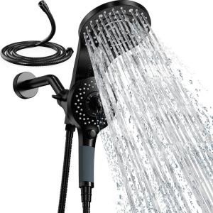 imageShower Heads With Handheld Spray Combo High Pressure 2 IN 1 Rainfall Shower Head with 9 Spray Modes Antileak Shower Faucet with 72 Stainless Steel Hose ampamp Magnetic Hand Held Shower Matte BlackMatte Black