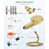imageFiltered Shower Head with Handheld High Pressure 9 Spray Mode Brushed Gold Showerhead with 4 Filters Detachable Shower Head Water Softener Filters Beads for Hard Water  Remove ChlorineBrushed Gold