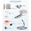 imageFiltered Shower Head with Handheld High Pressure 9 Spray Mode Brushed Gold Showerhead with 4 Filters Detachable Shower Head Water Softener Filters Beads for Hard Water  Remove ChlorineChrome