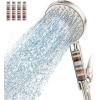 imageFiltered Shower Head with Handheld High Pressure 9 Spray Mode Brushed Gold Showerhead with 4 Filters Detachable Shower Head Water Softener Filters Beads for Hard Water  Remove ChlorineBrushed Nickel