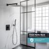 imageSR SUN RISE Shower Faucet Set ampamp System  10 Inch Rainfall Shower Head ampamp Handle Set Wall Mounted Brushed Nickel Solid Brass Valve Trim Kit IncludedMatte Black