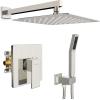 imageSR SUN RISE Shower Faucet Set ampamp System  10 Inch Rainfall Shower Head ampamp Handle Set Wall Mounted Brushed Nickel Solid Brass Valve Trim Kit IncludedBrushed Nickel