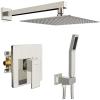 imageSR SUN RISE Shower Faucet Set ampamp System  10 Inch Rainfall Shower Head ampamp Handle Set Wall Mounted Brushed Nickel Solid Brass Valve Trim Kit IncludedBrushed Nickel