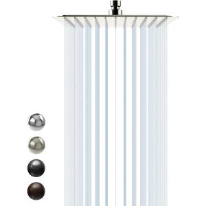 imageSR SUN RISE Luxury 12 Inch Large Square Stainless Steel Shower Head High Pressure Rainfall Showerhead Ultra Thin Water Saving Polished ChromeBrushed Nickel