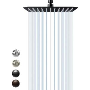 imageSR SUN RISE Luxury 12 Inch Large Square Stainless Steel Shower Head High Pressure Rainfall Showerhead Ultra Thin Water Saving Polished ChromeMatte Black