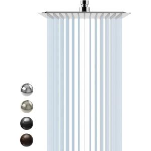 imageSR SUN RISE Luxury 12 Inch Large Square Stainless Steel Shower Head High Pressure Rainfall Showerhead Ultra Thin Water Saving Polished ChromePolished Chrome