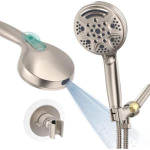 imageSR SUN RISE Shower Head 9 Settings High Pressure Detachable Handheld Showerhead Power Wash Spray Hand Showers with Extra Long 71 Inch Hose and 360 Adjustable Wall Brushed Nickle