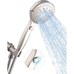 imageShower Head SR SUN RISE 12 Functions High Pressure Handheld Showerheads with Button Pets Dog Bath Removable Water Saver Hand Shower Wand with 59quot Shower Hose Brushed Nickel