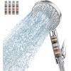 imageFiltered Shower Head with Handheld High Pressure 9 Spray Mode Brushed Gold Showerhead with Filters Detachable Shower Head Water Softener Filters Beads for Hard Water  Remove ChlorineChrome