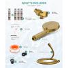 imageFiltered Shower Head with Handheld High Pressure 9 Spray Mode Brushed Gold Showerhead with Filters Detachable Shower Head Water Softener Filters Beads for Hard Water  Remove ChlorineBrushed Gold
