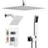 imageShower Faucet Set Shower System  SR SUN RISE Matte Black Shower Trim Kit with Dual Shower Head 12 Ceiling Rainfall 6 Wall Mount with Handheld Shower for Couples Complete 6 Diverter ValvePolished Chrome