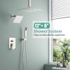 imageShower Faucet Set Shower System  SR SUN RISE Matte Black Shower Trim Kit with Dual Shower Head 12 Ceiling Rainfall 6 Wall Mount with Handheld Shower for Couples Complete 6 Diverter ValveBrushed Nickel