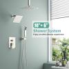 imageShower Faucet Set Shower System  SR SUN RISE Matte Black Shower Trim Kit with Dual Shower Head 12 Ceiling Rainfall 6 Wall Mount with Handheld Shower for Couples Complete 6 Diverter ValveBrushed Nickel