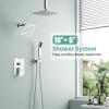 imageShower Faucet Set Shower System  SR SUN RISE Matte Black Shower Trim Kit with Dual Shower Head 12 Ceiling Rainfall 6 Wall Mount with Handheld Shower for Couples Complete 6 Diverter ValvePolished Chrome