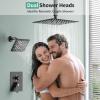 imageShower Faucet Set Shower System  SR SUN RISE Matte Black Shower Trim Kit with Dual Shower Head 12 Ceiling Rainfall 6 Wall Mount with Handheld Shower for Couples Complete 6 Diverter ValveMatte Black