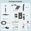 imageShower Faucet Set Shower System  SR SUN RISE Matte Black Shower Trim Kit with Dual Shower Head 12 Ceiling Rainfall 6 Wall Mount with Handheld Shower for Couples Complete 6 Diverter ValveMatte Black