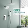 imageShower Faucet Set Shower System  SR SUN RISE Matte Black Shower Trim Kit with Dual Shower Head 12 Ceiling Rainfall 6 Wall Mount with Handheld Shower for Couples Complete 6 Diverter ValvePolished Chrome