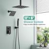 imageShower Faucet Set Shower System  SR SUN RISE Matte Black Shower Trim Kit with Dual Shower Head 12 Ceiling Rainfall 6 Wall Mount with Handheld Shower for Couples Complete 6 Diverter ValveMatte Black