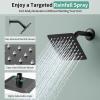 imageShower Faucet Set Shower System  SR SUN RISE Matte Black Shower Trim Kit with Dual Shower Head 12 Ceiling Rainfall 6 Wall Mount with Handheld Shower for Couples Complete 6 Diverter ValveMatte Black