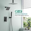 imageShower Faucet Set Shower System  SR SUN RISE Matte Black Shower Trim Kit with Dual Shower Head 12 Ceiling Rainfall 6 Wall Mount with Handheld Shower for Couples Complete 6 Diverter ValveMatte Black