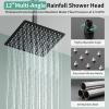 imageShower Faucet Set Shower System  SR SUN RISE Matte Black Shower Trim Kit with Dual Shower Head 12 Ceiling Rainfall 6 Wall Mount with Handheld Shower for Couples Complete 6 Diverter ValveMatte Black