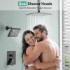 imageShower Faucet Set Shower System  SR SUN RISE Matte Black Shower Trim Kit with Dual Shower Head 12 Ceiling Rainfall 6 Wall Mount with Handheld Shower for Couples Complete 6 Diverter ValveMatte Black