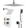 imageShower Faucet Set Shower System  SR SUN RISE Matte Black Shower Trim Kit with Dual Shower Head 12 Ceiling Rainfall 6 Wall Mount with Handheld Shower for Couples Complete 6 Diverter ValvePolished Chrome