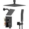 imageShower Faucet Set Shower System  SR SUN RISE Matte Black Shower Trim Kit with Dual Shower Head 12 Ceiling Rainfall 6 Wall Mount with Handheld Shower for Couples Complete 6 Diverter ValveMatte Black