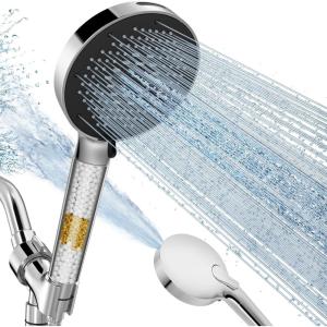imageSR SUN RISE NSF Certified Filtered Shower Head with Handheld for Hard Water to Remove Chlorine High Pressure 9Spray Setting with Power Wash AntiClog Nozzles 1 Filter Chrome SilverChrome Silver