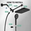 image12 Inch Wide Rain Shower Head with Filtered Handheld Combo High Pressure Rainfall Shower Head 9 Spray Modes Handheld with 9Inch Extension Arm Comes with Filter Removes ChlorineBlackBlack