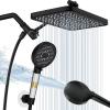 image12 Inch Wide Rain Shower Head with Filtered Handheld Combo High Pressure Rainfall Shower Head 9 Spray Modes Handheld with 9Inch Extension Arm Comes with Filter Removes ChlorineBlackBlack