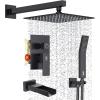 imageSR SUN RISE 12 Inches All Metal Square Shower System with Tub Spout Tub Shower Faucet Set High Pressure Rain Shower Head and Handheld Sprayer Combo Shower Fixtues Valve Included Brushed NickelMatte Black
