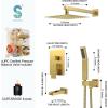 imageSR SUN RISE 12 Inches All Metal Square Shower System with Tub Spout Tub Shower Faucet Set High Pressure Rain Shower Head and Handheld Sprayer Combo Shower Fixtues Valve Included Brushed NickelBrushed Gold