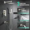 imageSR SUN RISE 12 Inches All Metal Square Shower System with Tub Spout Tub Shower Faucet Set High Pressure Rain Shower Head and Handheld Sprayer Combo Shower Fixtues Valve Included Brushed NickelBrushed Nickel