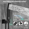 imageSR SUN RISE 12 Inches All Metal Square Shower System with Tub Spout Tub Shower Faucet Set High Pressure Rain Shower Head and Handheld Sprayer Combo Shower Fixtues Valve Included Brushed NickelMatte Black