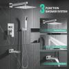imageSR SUN RISE 12 Inches All Metal Square Shower System with Tub Spout Tub Shower Faucet Set High Pressure Rain Shower Head and Handheld Sprayer Combo Shower Fixtues Valve Included Brushed NickelPolished Chrome