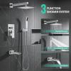 imageSR SUN RISE 12 Inches All Metal Square Shower System with Tub Spout Tub Shower Faucet Set High Pressure Rain Shower Head and Handheld Sprayer Combo Shower Fixtues Valve Included Brushed NickelPolished Chrome