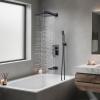 imageSR SUN RISE 12 Inches All Metal Square Shower System with Tub Spout Tub Shower Faucet Set High Pressure Rain Shower Head and Handheld Sprayer Combo Shower Fixtues Valve Included Brushed NickelMatte Black