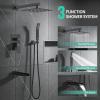 imageSR SUN RISE 12 Inches All Metal Square Shower System with Tub Spout Tub Shower Faucet Set High Pressure Rain Shower Head and Handheld Sprayer Combo Shower Fixtues Valve Included Brushed NickelMatte Black