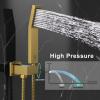 imageSR SUN RISE 12 Inches All Metal Square Shower System with Tub Spout Tub Shower Faucet Set High Pressure Rain Shower Head and Handheld Sprayer Combo Shower Fixtues Valve Included Brushed NickelBrushed Gold