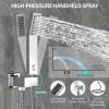 imageSR SUN RISE 12 Inches All Metal Square Shower System with Tub Spout Tub Shower Faucet Set High Pressure Rain Shower Head and Handheld Sprayer Combo Shower Fixtues Valve Included Brushed NickelPolished Chrome