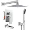 imageSR SUN RISE 12 Inches All Metal Square Shower System with Tub Spout Tub Shower Faucet Set High Pressure Rain Shower Head and Handheld Sprayer Combo Shower Fixtues Valve Included Brushed NickelPolished Chrome