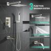 imageSR SUN RISE 12 Inches All Metal Square Shower System with Tub Spout Tub Shower Faucet Set High Pressure Rain Shower Head and Handheld Sprayer Combo Shower Fixtues Valve Included Brushed NickelBrushed Nickel