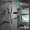 imageSR SUN RISE 12 Inches All Metal Square Shower System with Tub Spout Tub Shower Faucet Set High Pressure Rain Shower Head and Handheld Sprayer Combo Shower Fixtues Valve Included Brushed NickelOil Rubbed Bronze
