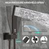 imageSR SUN RISE 12 Inches All Metal Square Shower System with Tub Spout Tub Shower Faucet Set High Pressure Rain Shower Head and Handheld Sprayer Combo Shower Fixtues Valve Included Brushed NickelOil Rubbed Bronze