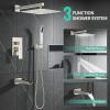 imageSR SUN RISE 12 Inches All Metal Square Shower System with Tub Spout Tub Shower Faucet Set High Pressure Rain Shower Head and Handheld Sprayer Combo Shower Fixtues Valve Included Brushed NickelBrushed Nickel