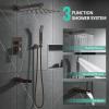imageSR SUN RISE 12 Inches All Metal Square Shower System with Tub Spout Tub Shower Faucet Set High Pressure Rain Shower Head and Handheld Sprayer Combo Shower Fixtues Valve Included Brushed NickelOil Rubbed Bronze